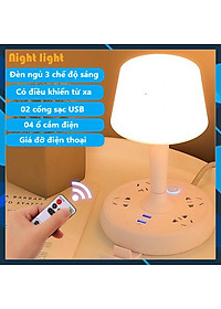Đèn Ngủ Để Bàn Có Điều Khiển Từ Xa Kèm Ổ Cắm Điện USB Đa Năng - HÀNG CHÍNH HÃNG MINIIN