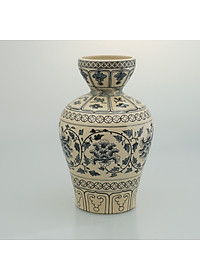 Bình hoa thiên phúc gốm Chu Đậu (S5) - Kích thước F16 x H28 (cm)