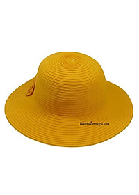 Nón bo nữ rộng vành 8cm có gắn nơ hoa dơn giản, vòng đầu 57cm, may kiểu xoắn độc đáo, thời trang - Hạnh Dương