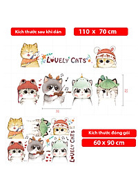 Decal dán tường cho bé Sticker dán tường in chất lượng cao có keo mặt sau mẫu Những Chú Mèo Cute ZH75