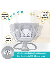 Nôi ru ngủ thư giãn kết hợp ghế ngồi đọc sách cho bé nhạc trắng Mastela 8104/8106 - điều khiển từ xa - kết hợp Bluetooth
