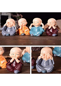 Bộ 4 Chú Tiểu Tứ Không Hàng Chuẩn - Không Nghe, Không Nói, Không Nhìn, Tâm Không Động - Loại 1 - Chính Hãng MINIIN