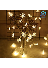 Dây Đèn LED Hoa Tuyết Trang Trí 3m 16 Bông Tuyết Cắm Điện