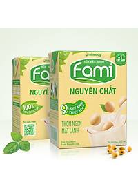 Thùng Sữa đậu nành Vinasoy Fami nguyên chất (200ml x 36 Hộp)