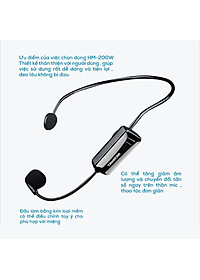 Micro không dây, mic không dây, micro cài đầu không dây TAKSTAR HM-200W công nghệ UHF - AVSTAR - hàng chính hãng