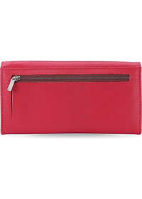 Ví nữ da bò cao cấp Huy Hoàng 3 gấp lửng màu đỏ đô HT3167