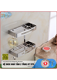Kệ nhà tắm inox 304 HT SYS - Kệ để đồ phòng tắm 2 tầng đa năng - Chất liệu inox 304 cao cấp - Tích hợp móc treo đồ - LOẠI DÀY - Hàng Chính Hãng