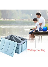 Hộp để đồ đa năng gấp gọn cốp sau ô tô dung tích 30 lít, Kích thước: Sâu x Rộng x Cao (42cm x 29cm x 24cm), Màu đen viền đỏ, KM309-30