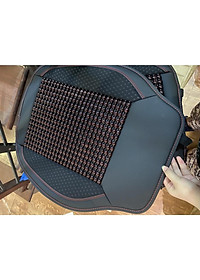 Lót Ghế Hạt Gỗ Ô Tô Phối Da Cao Cấp Libai - Lót Ghế Xe Hơi Chống Nóng, Thoáng Khí, Massage Lưng, Bảo Vệ Da Ghế Xe