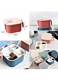 Hộp đụng gia vị 4 ngăn có nắp đậy - Henrysa (màu ngẫu nhiên)