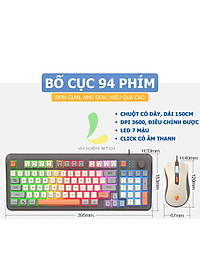 Combo bàn phím chuột có dây gaming XUNFOX K820 - Bàn phím chơi game Led 7 màu phím giả cơ chuột 3600 DPI ấn tượng - Hàng nhập khẩu