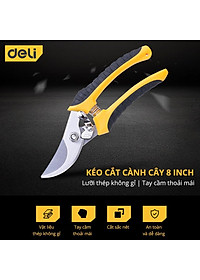 Kéo Cắt Tỉa Cành Cây Deli Chính Hãng 210mm - Lưỡi Thép Sắc Bén, Siêu Bền, Tay Cầm Đệm Cao Su An Toàn, Chắc Chắn - DL2789