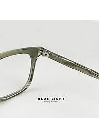 Gọng Kính Cận, Kính Giả Cận Nam Nữ Cao Cấp, Gọng Nhựa Cốt Thép, Mắt Vuông To Trơn, Đen, Xanh Lá, Xám Trong - BLUE LIGHT