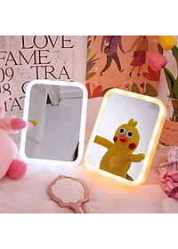 Gương Soi Trang Điểm Để Bàn Có 3 Chế Độ Đèn Led Thông Minh Tích Điện Siêu Hot - Thiết Kế Hiện Đại - Hàng Chính Hãng