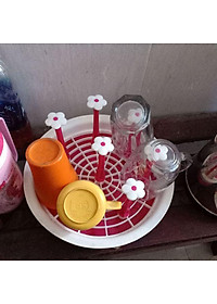 Khay cắm cốc tròn có hứng nước cao cấp ( Giao màu ngẫu nhiên )