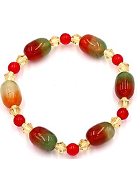 Chuỗi tay đá thạch anh đỏ xanh FSOXO4