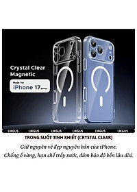 ốp lưng chống sốc sạc từ tính nam châm màng bảo vệ viền camera trong suốt cho iPhone 17 Pro Max / 17 Air / iP 17 Pro / 17 hiệu Likgus Lin Camshield Magnetic N52 - Chống sốc 2m, túi khí ẩn 4 góc, chống va đập, độ trong full HD - Hàng nhập khẩu
