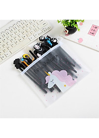 Bộ bút vô diện 10 chiếc đen ngộ nghĩnh đáng yêu tặng kèm túi zip