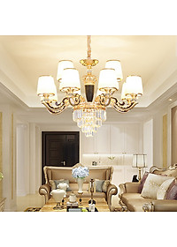 Đèn chùm HINN pha lê 12 tay trang trí nhà cửa hiện đại  - kèm bóng Led chuyên dụng