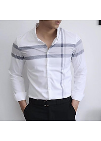 Áo Sơ Mi Nam Dài Tay Phối Sọc Ngang Dọc Mẫu KR02 Thời Trang Cao Cấp PONIVA Chất Vải Thoáng Mát Form Đẹp