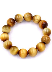 Chuỗi đá đeo tay đá mắt hổ vàng 14 ly - Vòng chuỗi đeo tay đá phong thủy 