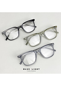 Gọng Kính Cận, Kính Giả Cận Nam Nữ Cao Cấp, Gọng Nhựa Cốt Thép, Mắt Vuông To Trơn, Đen, Xanh Lá, Xám Trong - BLUE LIGHT