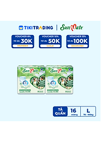 Combo 2 Tã Quần Người Lớn Sunmate Mềm Mại L8 (8 Miếng)