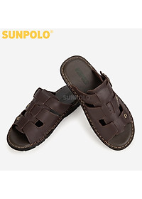 Dép Quai Ngang, Dép Nam Da Bò SUNPOLO SUA022 (Đen, Nâu)