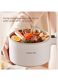 Nồi lẩu điện mini YOICE đa năng công suất 500W, 2 lớp chống bỏng bảo vệ đôi tay của bạn - YDZG1002 - HÀNG CHÍNH HÃNG