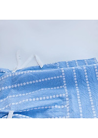 Đầm bé gái họa tiết Caro nhí xanh dương cổ ren cotton - AICDBGRJ3ROB - AIN Closet