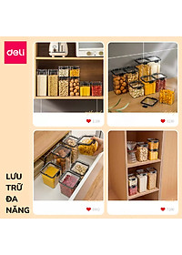 Hộp Nhựa Đựng Thực Phẩm Khô DELI- Hộp Nhựa Đựng Ngũ Cốc Đồ Khô Nắp Kín Chống Ẩm Mốc Nắp Kín Sắp Xếp Nhà Bếp Bảo Quản Thực Phẩm Phân Chia Thực Phẩm Chống Mùi Tủ Lạnh Chống Tràn Chống Rò Rỉ
