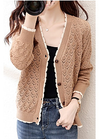 Áo khoác nữ, áo cardigan len phối ren xinh xắn K02