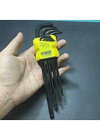 Bộ lục giác Kiotool 9 chi tiết đầu bi hệ Mét 1.5 -10 mm thép CRV cao cấp