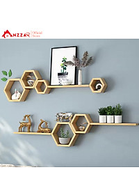 Bộ kệ gỗ treo tường trang trí, kệ trang trí Anzzar, decor phòng ngủ, phòng khách,bộ thanh gỗ treo tường
