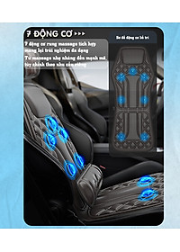 Nệm (đệm) massage ô tô cao cấp Nikio NK-150 - Con lăn 3D xoa bóp cổ vai gáy, kết hợp nhiệt nóng sưởi ấm lưng, cổ và rung toàn thân tạo cảm giác thư giản, túi khí nâng đỡ cột sống lưng
