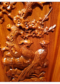 TRANH GỖ HƯƠNG ĐỤC NỔI TỨ QUÝ - TÙNG CÚC TRÚC MAI