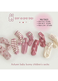 Tất cho bé gái 4 - 12 tuổi màu hồng thun co giãn thoáng khí vớ cổ cao dài cute dễ thương phù hợp trẻ em học sinh nữ TA23