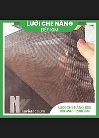 Lưới che nắng 80% may viền khuy sẵn - Màu Nâu (Nhiều kích thước)