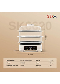(HOT NEW) Nồi Lẩu Hấp 4 Tầng 24L SEKA SK6620 - 1500W Đa Năng 4 in 1 Hấp, Lẩu, Khử Trùng, Tiệt Trùng - Hàng Chính Hãng Bảo Hành 2 Năm