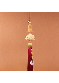 Khánh Phật Tọa Liên Hoa Trang Trí Xe Hơi , Dây Treo Phật Sen Gỗ Hoàng Dương Trang Trí Ô Tô