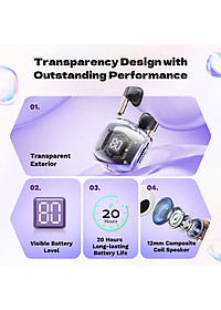 Tai nghe Bluetooth nhét tai không dây TWS Rockspace Air Bubble nghe nhạc lên đến 20h hàng chính hãng bảo hành 12 tháng