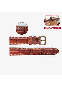 Dây đồng hồ nam da cá sấu đốt tre Bụi Leather D103 - Hàng khâu tay thủ công cao cấp - Bảo hành 12 tháng