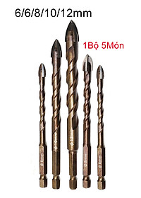  Mũi khoan đa năng khoan gốm sứ tường, 1 Bộ 5 món 6/6/8/10/12mm