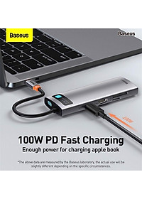 Hub chuyển đổi đa năng 8 trong 1 Baseus CAHUB-CV0G ( Type-C to HDMI/ USB3.0/ LAN / SD Card Reader/ Type C PD 100W, Multifunctional HUB) - HÀNG CHÍNH HÃNG