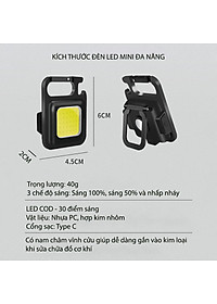 Đèn LED Mini Móc Khóa - Đèn Pin COB - Đèn Pin Dã Ngoại - Sạc USB Tiện Dụng - Hàng Loại 1 - Chính Hãng MINIIN