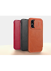 Bao da dành cho iPhone 15 Pro Max, 15 Pro hàng chính hãng Nillkin QIN có nắp trượt bảo vệ camera - Hàng nhập khẩu
