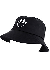 Mũ bucket tai bèo nam nữ thêu icon mặt cười độc đáo, chất vải kaki 2 lớp chống nóng tốt - Hạnh Dương