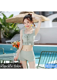 Bikini 3 chi tiết cao cấp, đồ bơi nữ dáng váy & quần sooc đùi rời, mẫu mới phom dáng đẹp, chất thun bơi dày dặn, mịn mát | KT044