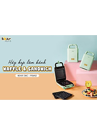 Máy Nướng Bánh Mỳ, Máy Kẹp Bánh Mỳ Sandwich-Waffle BEAR DBC-C06M1 Dung Tích 0.8 Lít, Công Suất 600 W - Hàng Chính Hãng