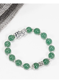 Vòng Thạch Anh Dâu Xanh Phối Tỳ Hưu Bạc (8mm) Ngọc Quý Gemstones